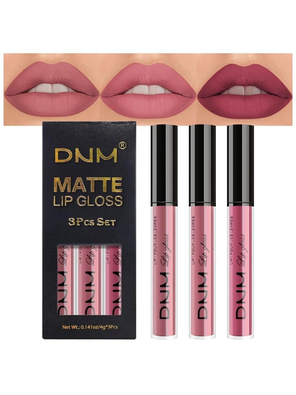 Set31-Light Mauve & Neutral Mauve & Mauve 3pcs Matte Liquid Lipstick Lip Gloss